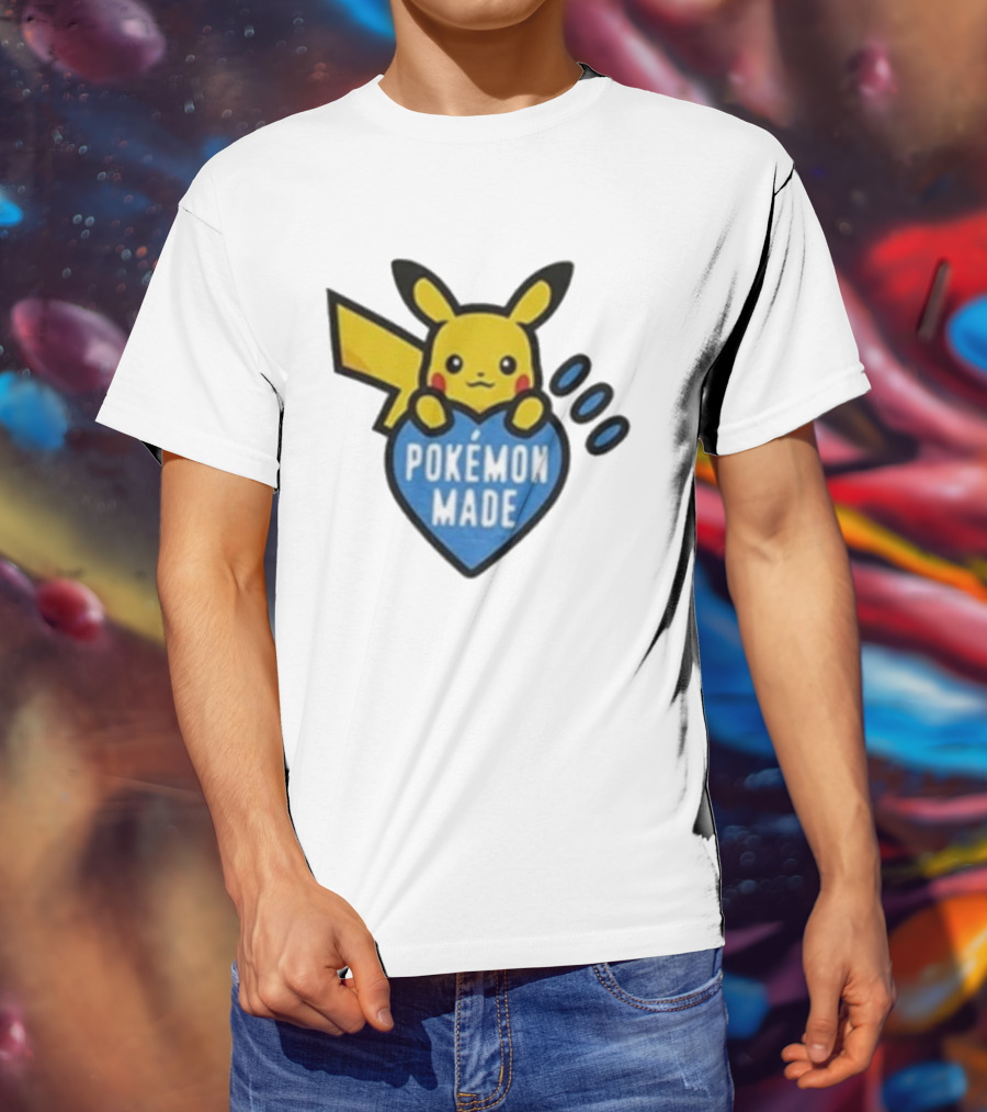 Pikachu Pokemon Made Heart Design T-Shirt