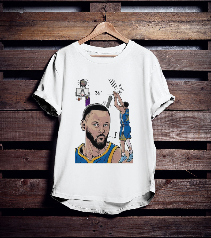 Stephen Curry Golden State Warriors NBA 36 Feet Comic Basketball Shot T-Shirt