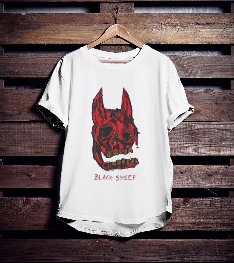 Caskey Black Sheep Skull Red Demon Mask T-Shirt