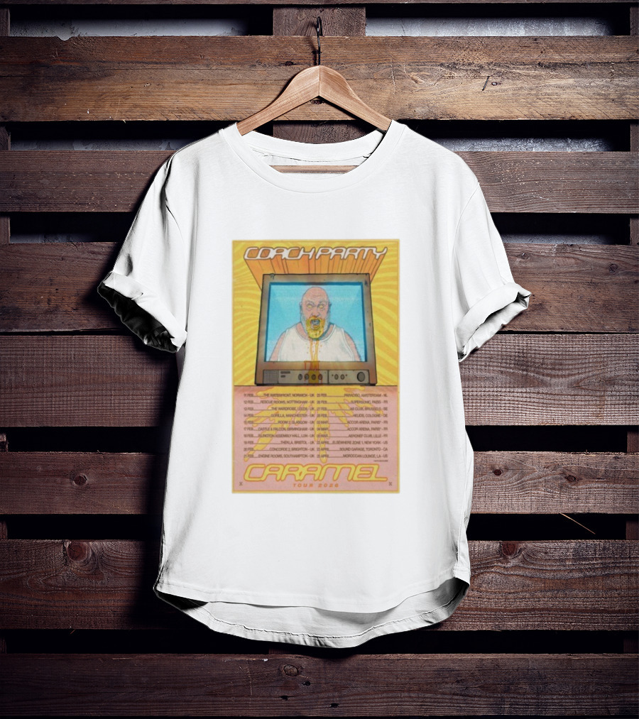 Coach Party Caramel Tour 2026 Concert Dates And Venues With Retro TV Illustration T-Shirt