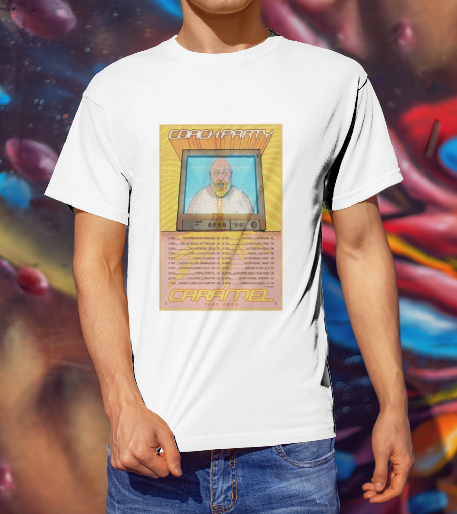 Coach Party Caramel Tour 2026 Concert Dates And Venues With Retro TV Illustration T-Shirt