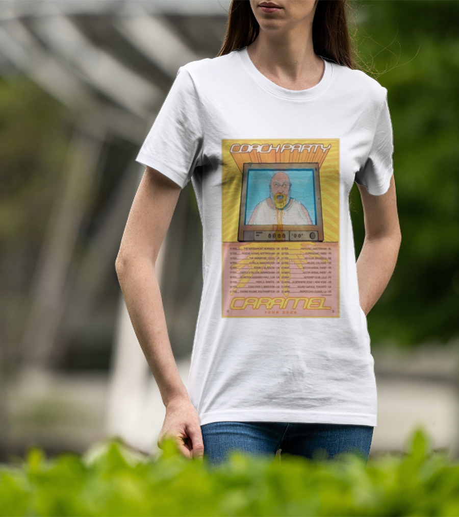 Coach Party Caramel Tour 2026 Concert Dates And Venues With Retro TV Illustration T-Shirt