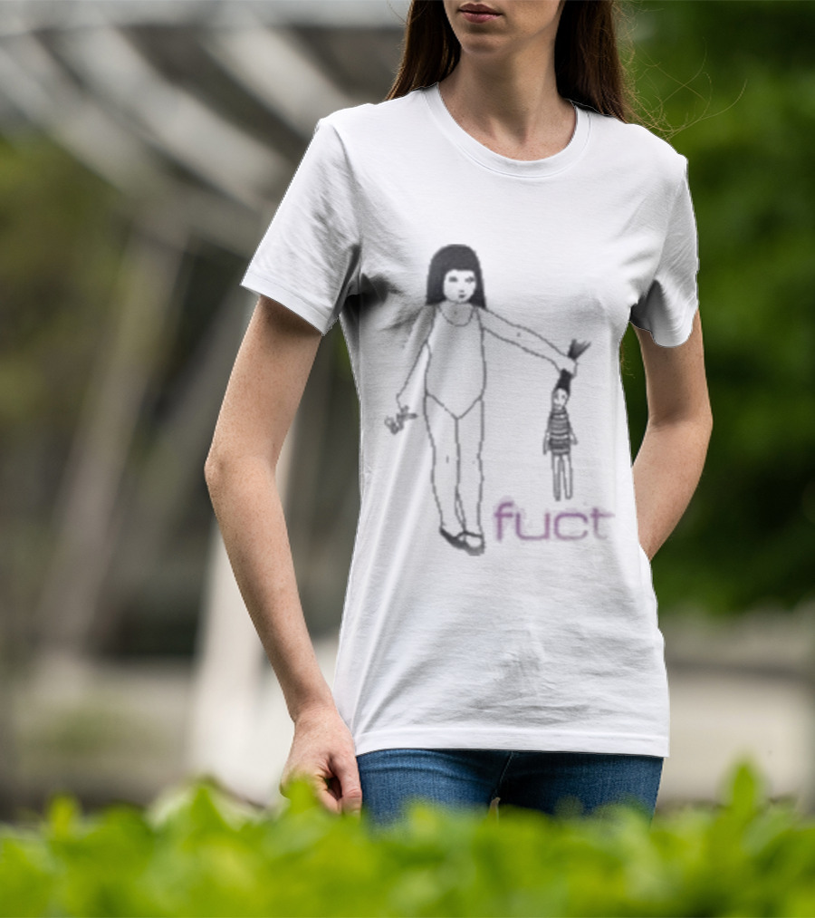 Fuct Scissor Psychosis Drawing With Figure Holding Object T-Shirt