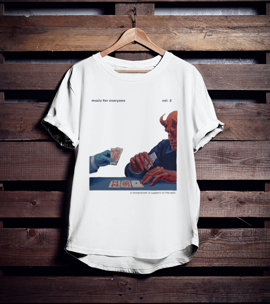 L.S. Dunes Music For Everyone Vol. 2 Satan Card Game Demon Illustration T-Shirt