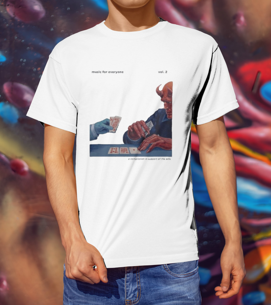 L.S. Dunes Music For Everyone Vol. 2 Satan Card Game Demon Illustration T-Shirt