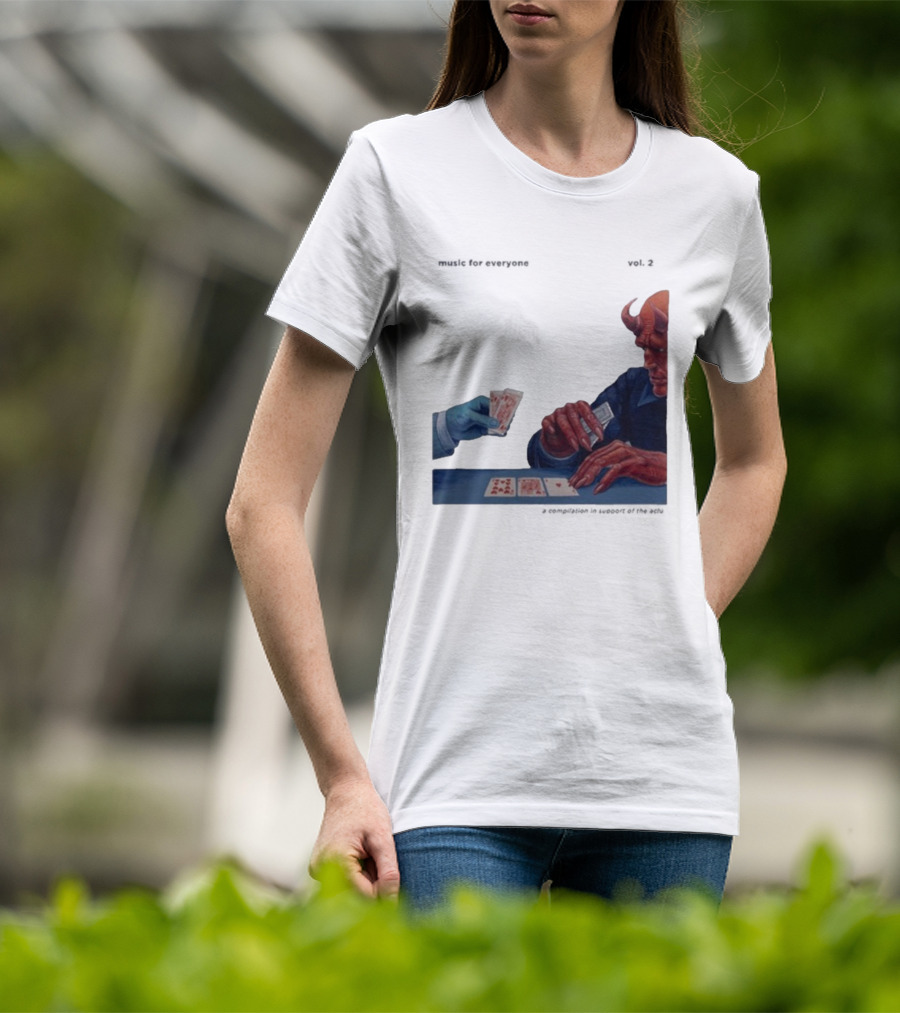 L.S. Dunes Music For Everyone Vol. 2 Satan Card Game Demon Illustration T-Shirt