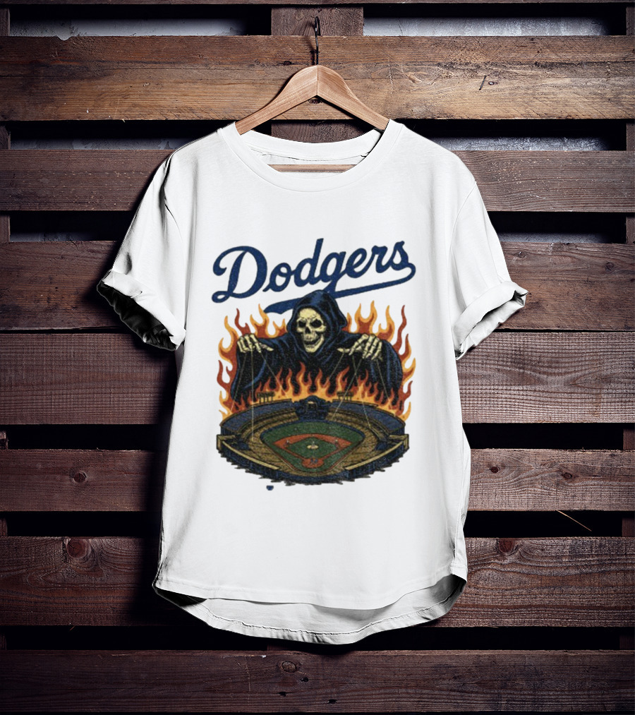 Dodgers Grim Reaper Over Baseball Stadium Fire Swea T-Shirt