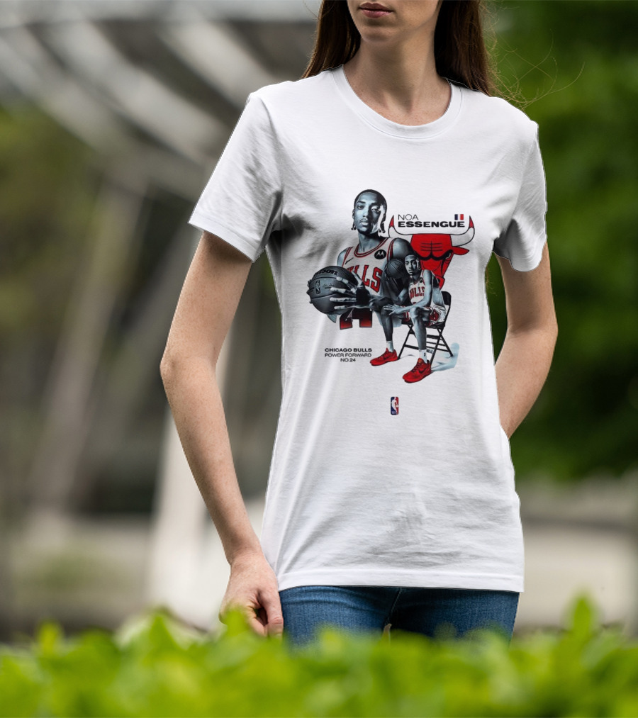 Noa Essengue Chicago Bulls Power Forward NBA Basketball Number 24 T-Shirt