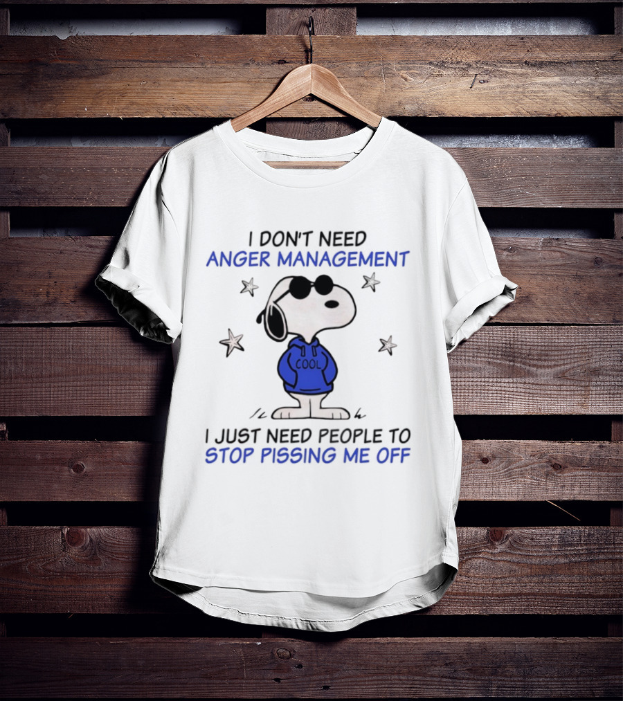 Snoopy Cool Attitude Anger Management Stop Pissing Me Off T-Shirt