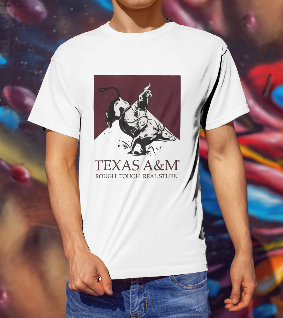 Texas A&M Rough Tough Real Stuff Bull Rider Retro T-Shirt