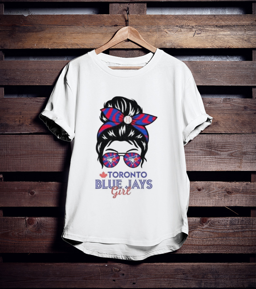 Toronto Blue Jays Girl Messy Bun Glasses Baseball Fans T-Shirt