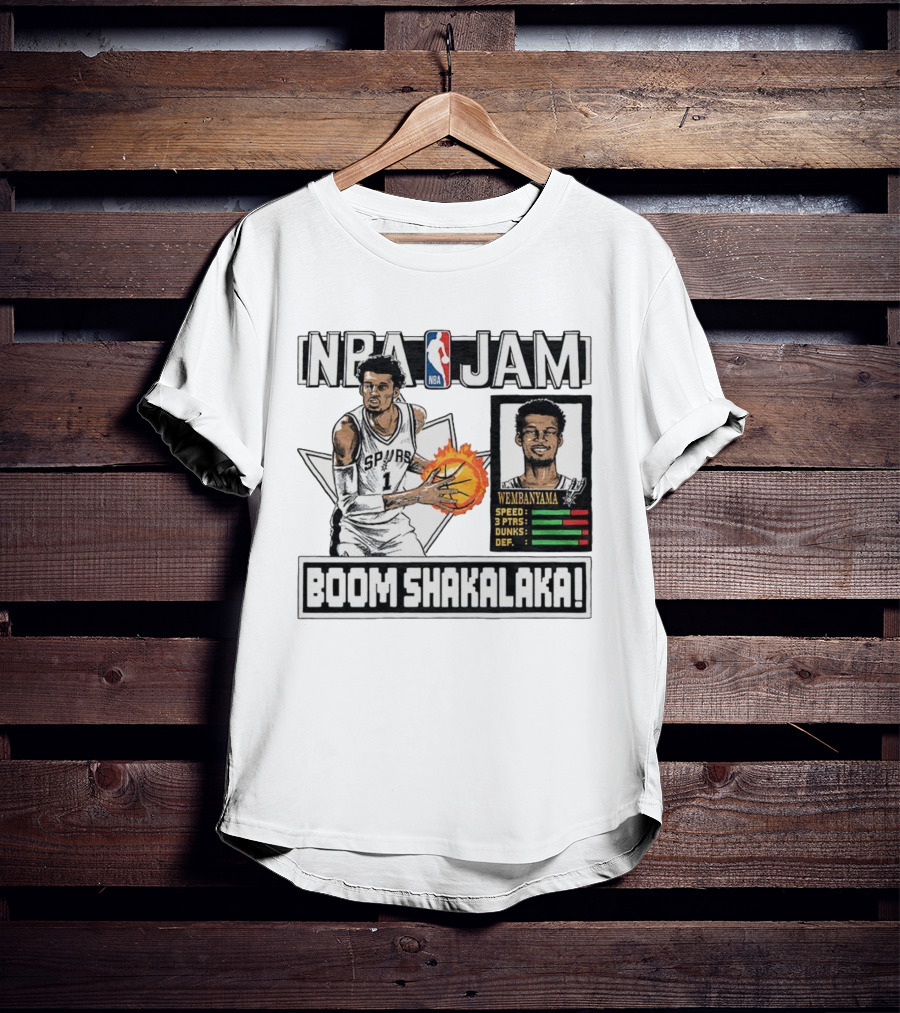 NBA Jam Boom Shakalaka Victor Wembanyama San Antonio Spurs T-Shirt