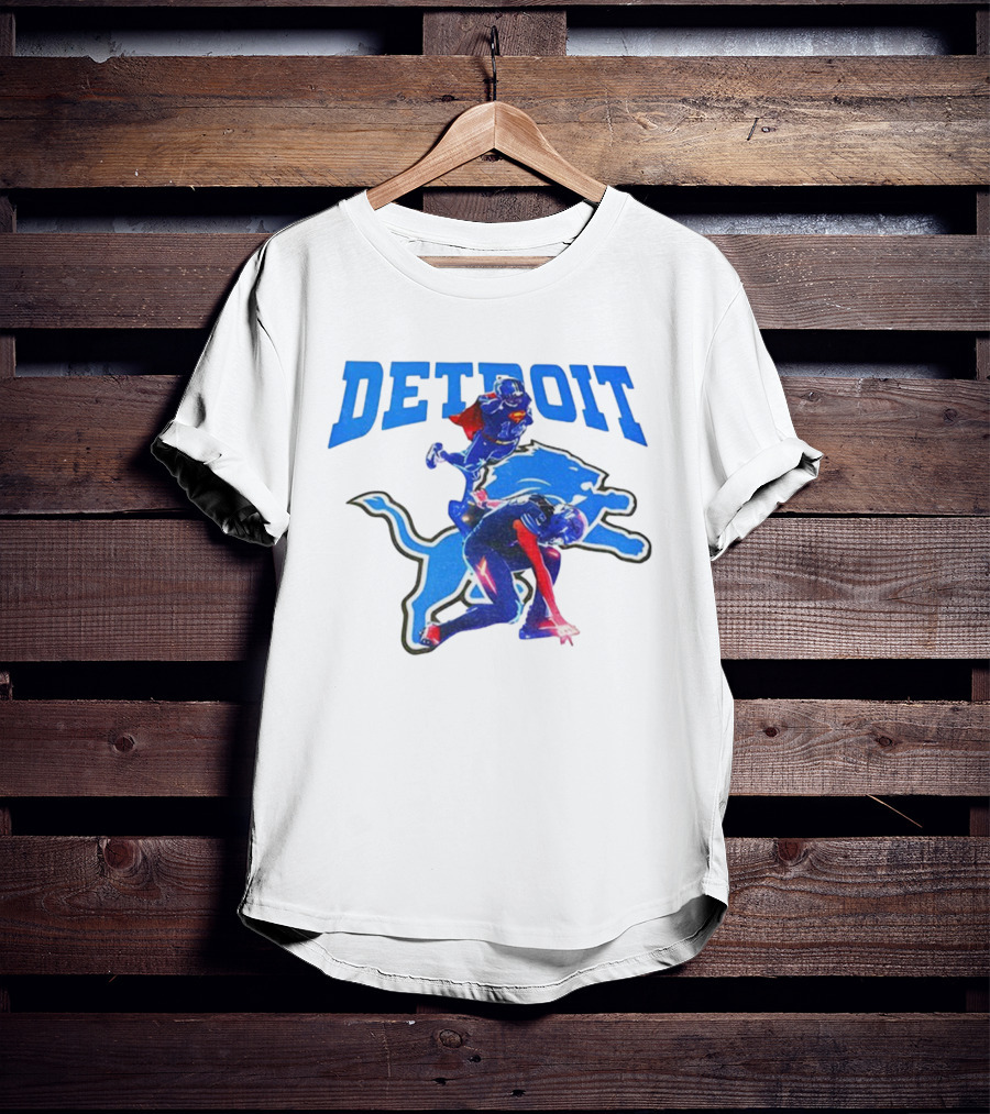 Detroit Lions Superman Crossover Athlete Leap T-Shirt