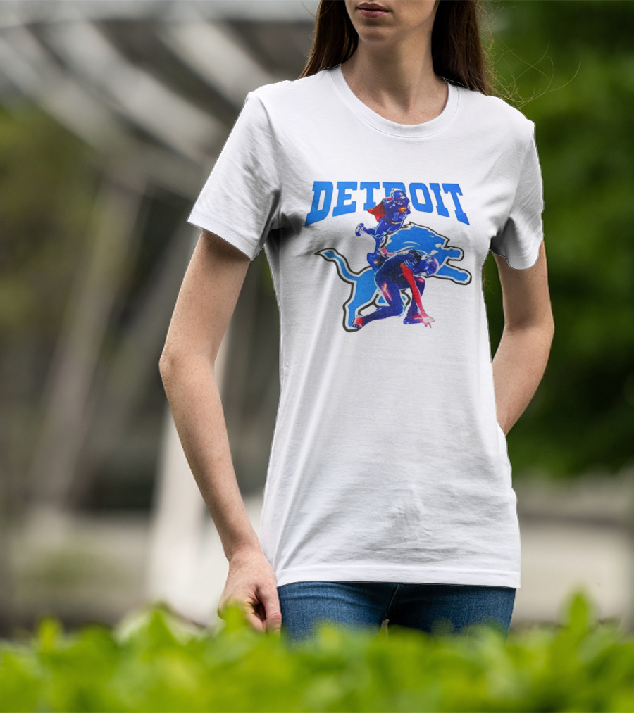 Detroit Lions Superman Crossover Athlete Leap T-Shirt