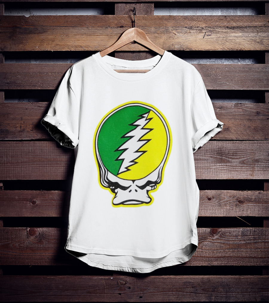 Grateful Ducks Grateful Dead Steal Your Face Green Yellow Bolt 26 T-Shirt