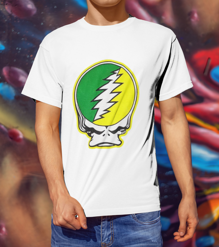 Grateful Ducks Grateful Dead Steal Your Face Green Yellow Bolt 26 T-Shirt