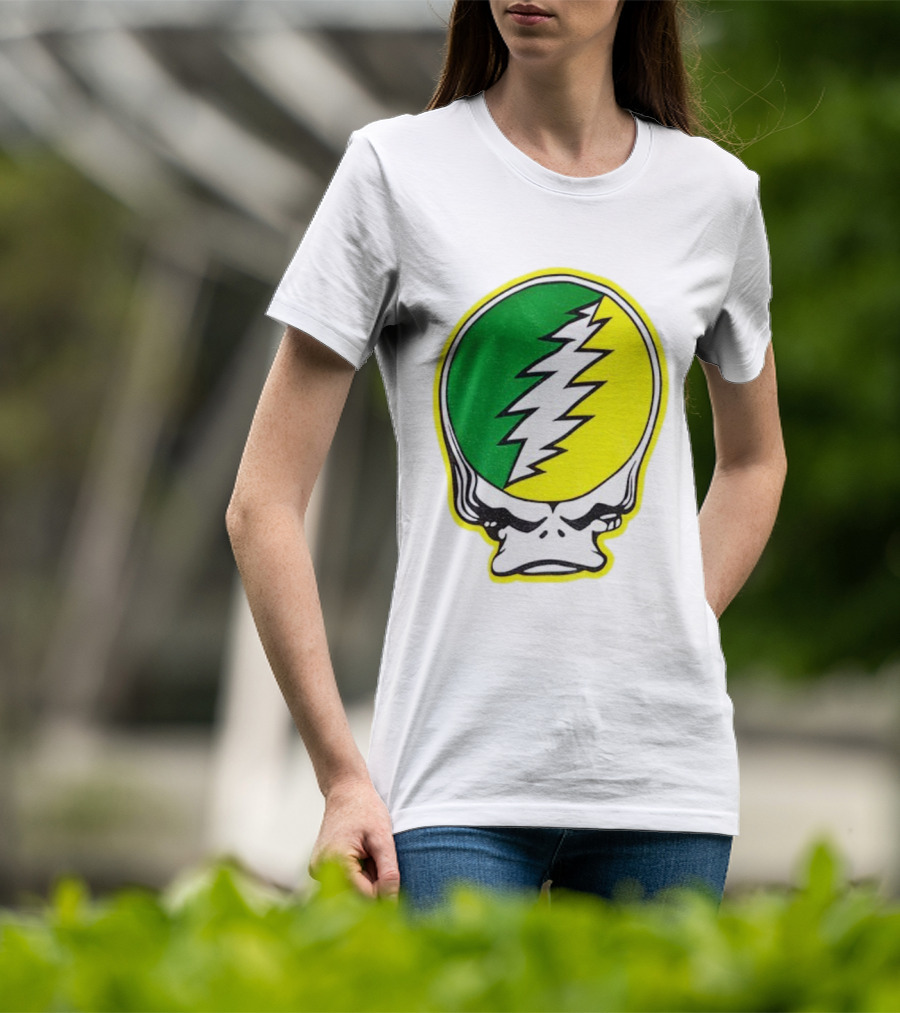 Grateful Ducks Grateful Dead Steal Your Face Green Yellow Bolt 26 T-Shirt