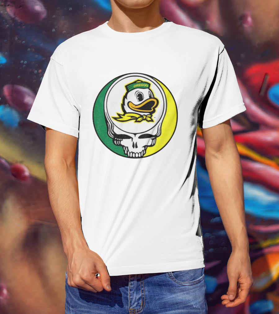 Grateful Ducks Oregon Ducks Grateful Dead Skull Icon Fusion T-Shirt