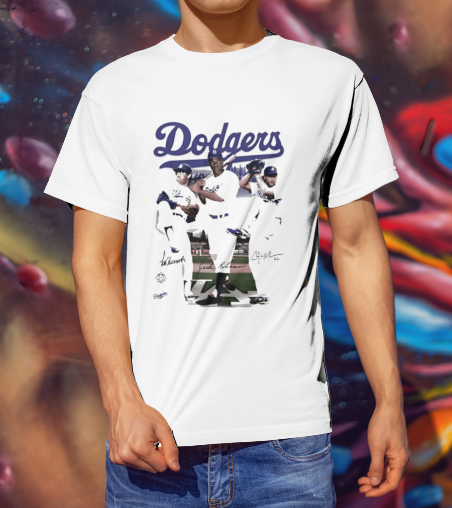 Los Angeles Dodgers Mookie Betts Steve Sax Clayton Kershaw Signatures Vintage Style T-Shirt