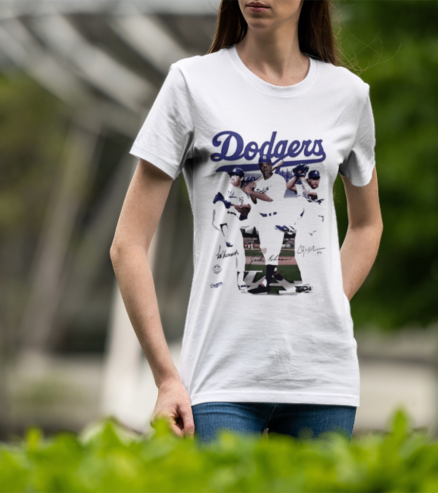 Los Angeles Dodgers Mookie Betts Steve Sax Clayton Kershaw Signatures Vintage Style T-Shirt