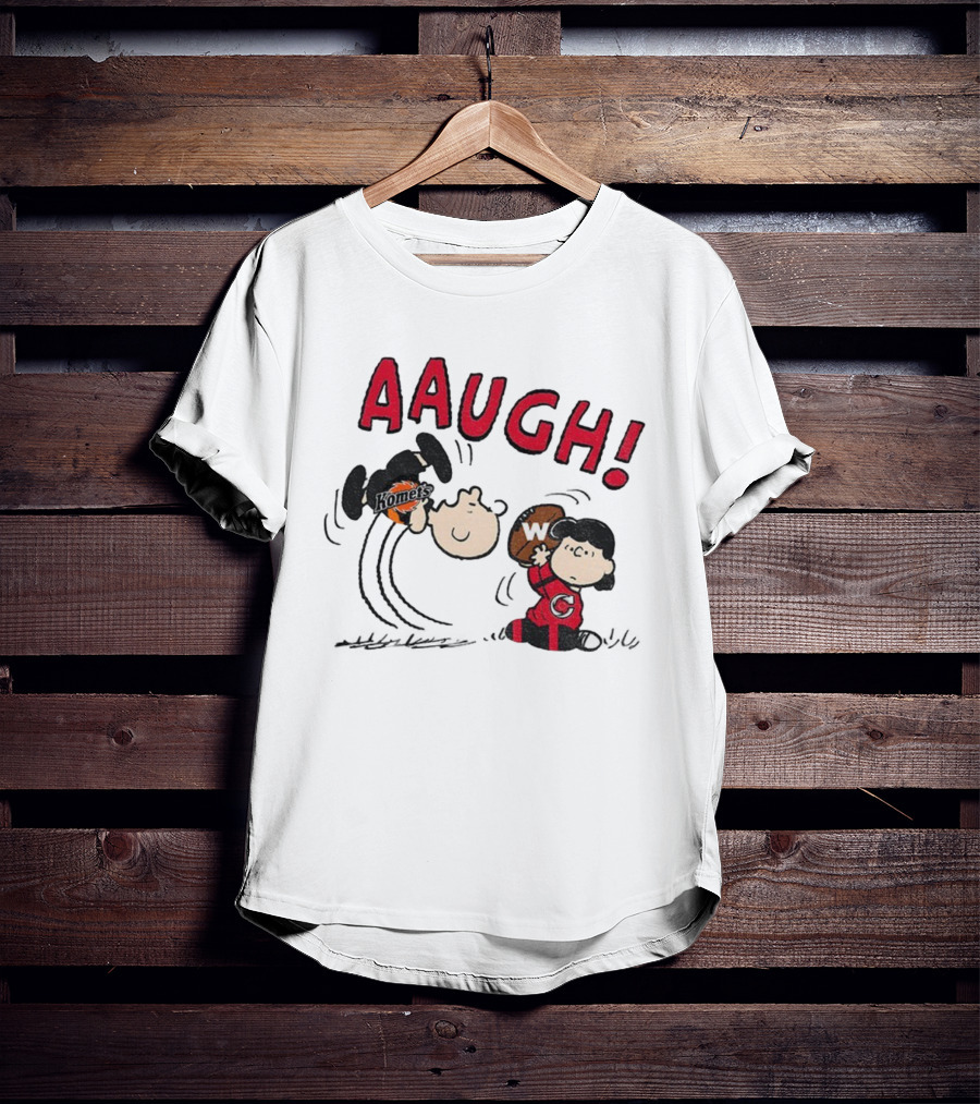 Peanuts Charlie Brown Cincinnati Cyclones Vs Komets Hockey AAUGH! Lucy Linus T-Shirt