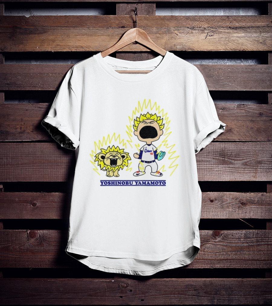 Yoshinobu Yamamoto Charlie Brown Los Angeles Dodgers 18 MLB Super Saiyan Dragon Ball T-Shirt