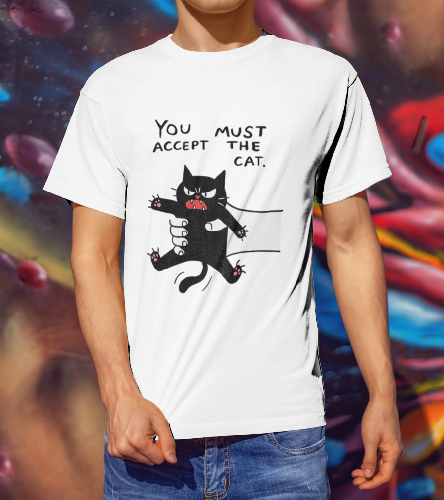 You Must Accept The Cat Grumpy Black Cat Graphic T-Shirt