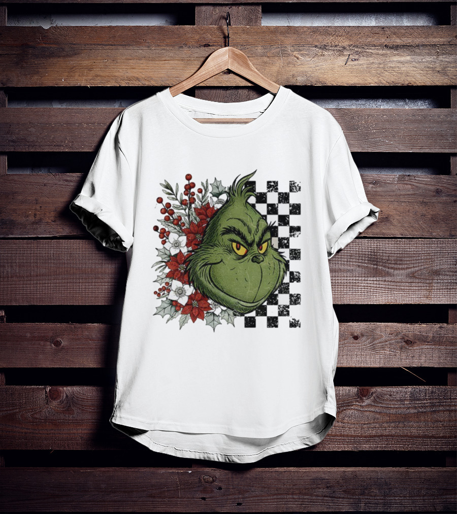 Grinch Floral Christmas Characters Merry Christmas 2025 Festive Design T-Shirt
