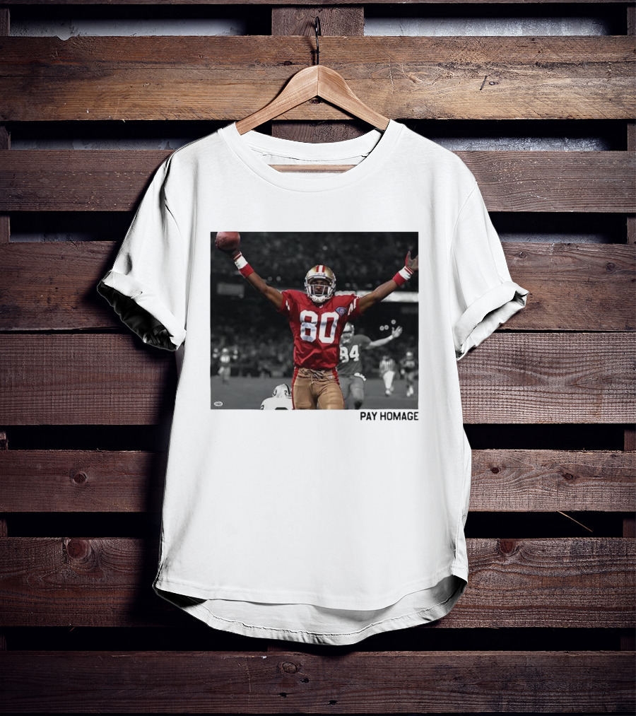 Jerry Rice 80 San Francisco 49ers NFL Pay Homage Legendary Football Hero T-Shirt