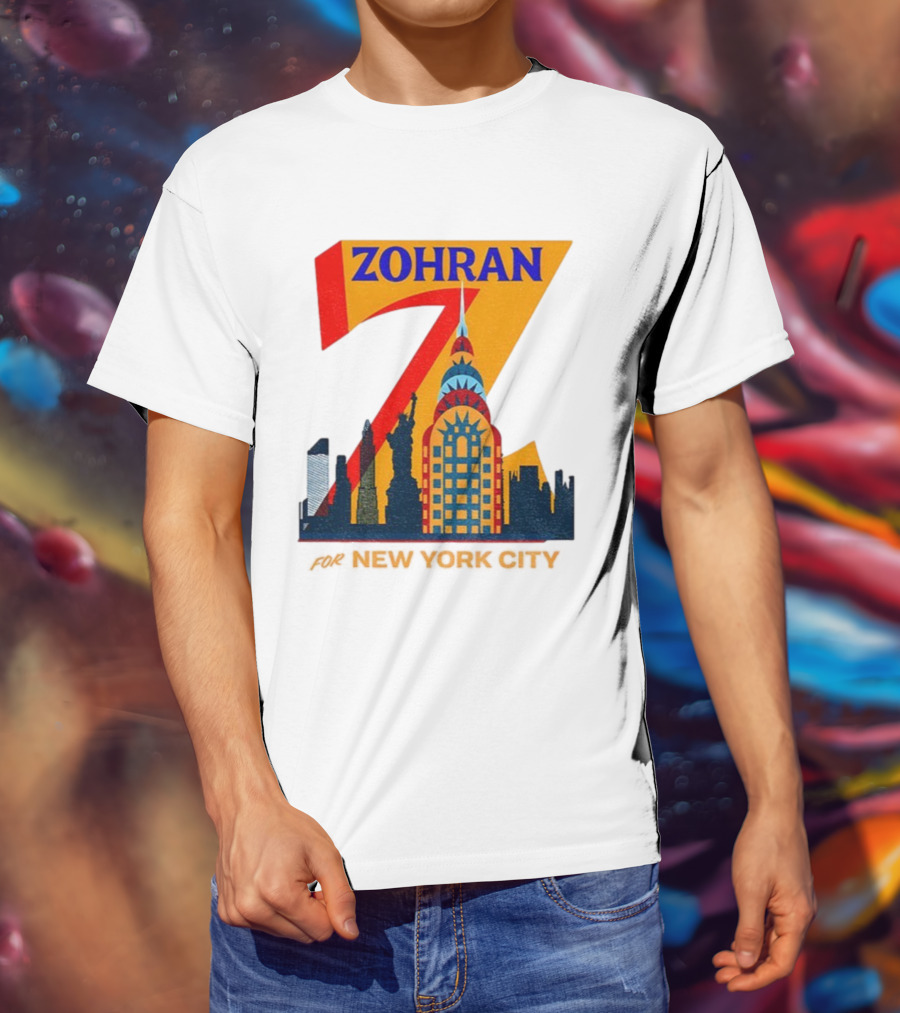 Zohran 2025 New York City Skyline Mayor Mamdani Campaign T-Shirt