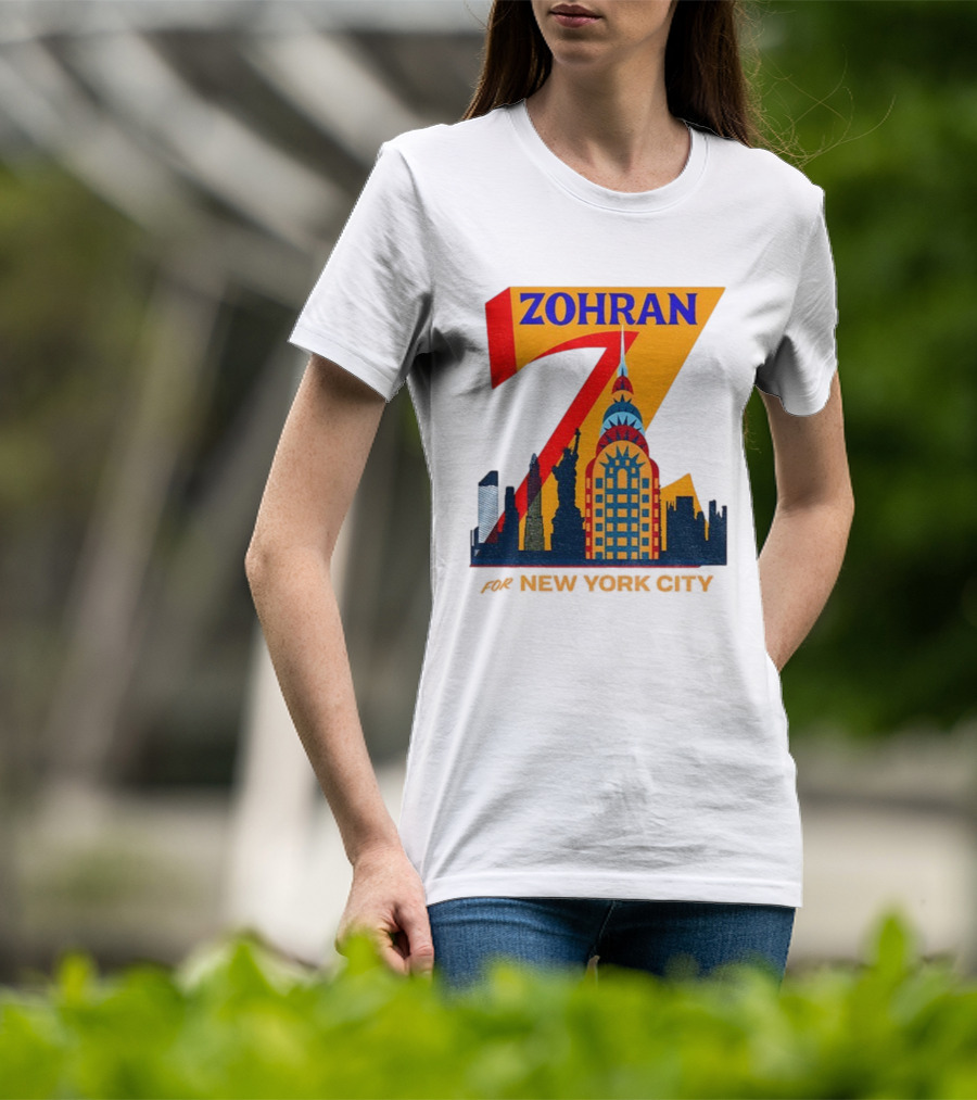 Zohran 2025 New York City Skyline Mayor Mamdani Campaign T-Shirt