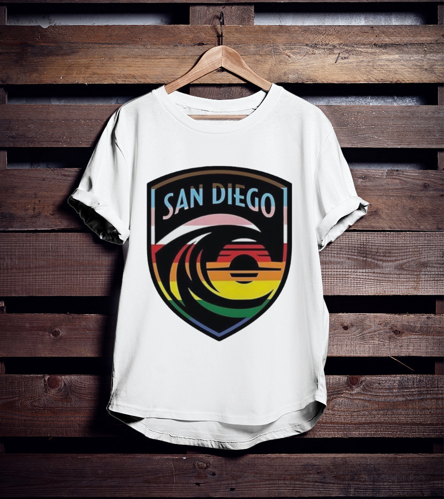 San Diego Wave FC LGBTQ+ Pride Rainbow Wave Sunset T-Shirt