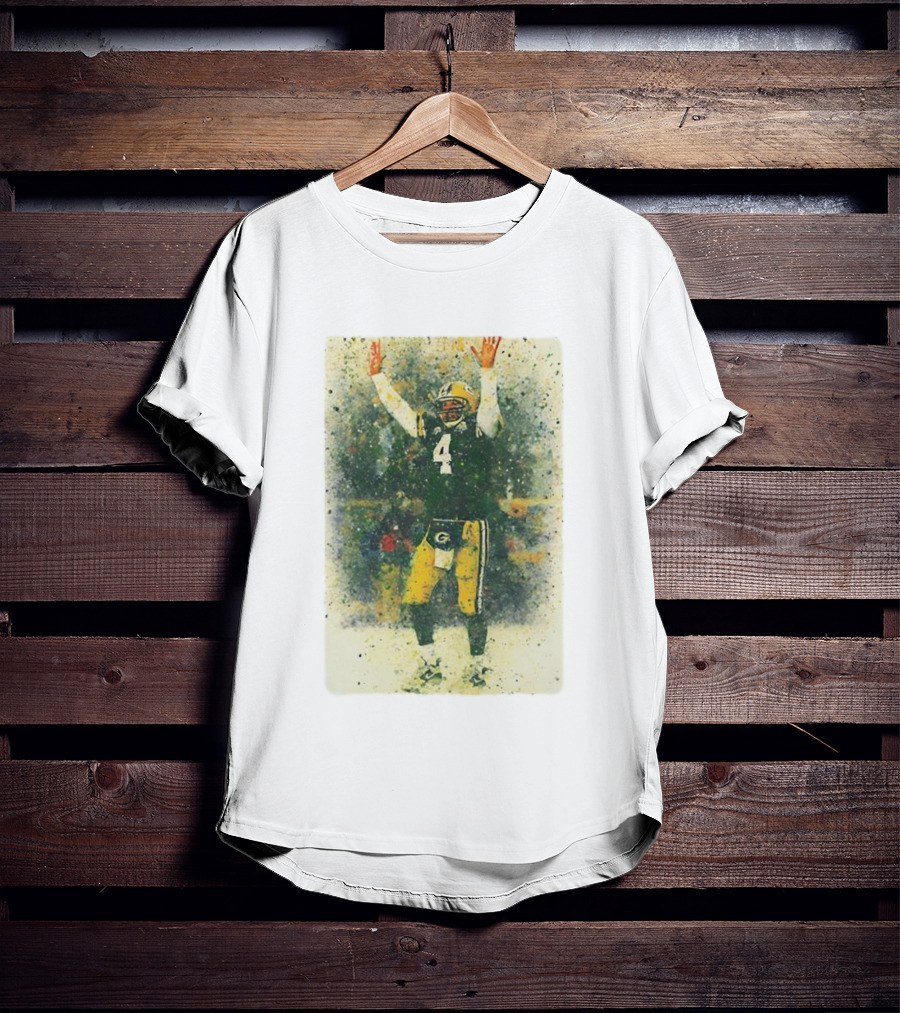 Brett Favre Green Bay Packers Celebratory Splash Number 4 T-Shirt