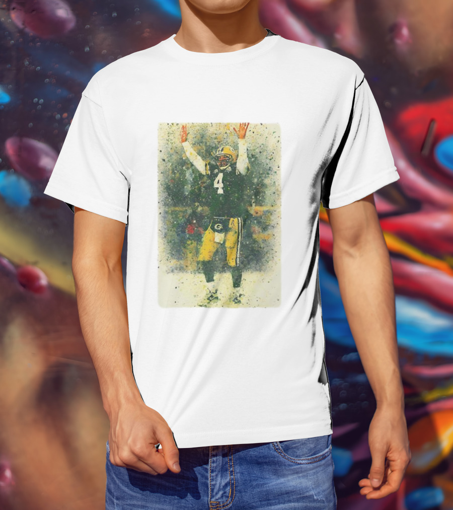 Brett Favre Green Bay Packers Celebratory Splash Number 4 T-Shirt