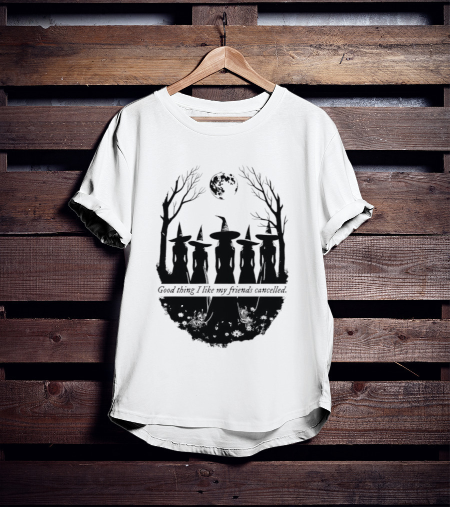 Good Thing I Like My Friends Cancelled Gothic Halloween Moon Twigs T-Shirt