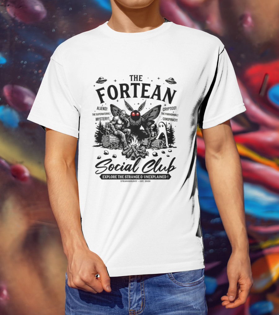 The Fortean Social Club Aliens UFOs Cryptids Myths Mystery Conspiracy T-Shirt