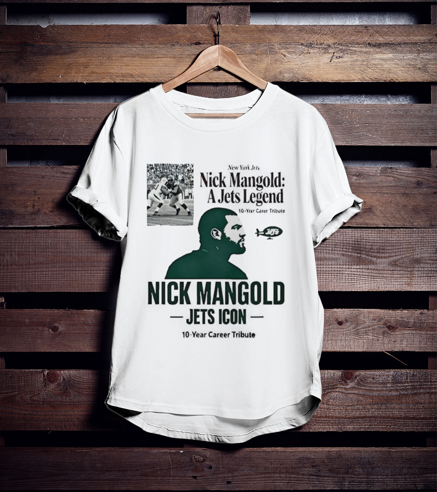 Nick Mangold Jets Icon 10-Year Career Tribute NFL Legend T-Shirt