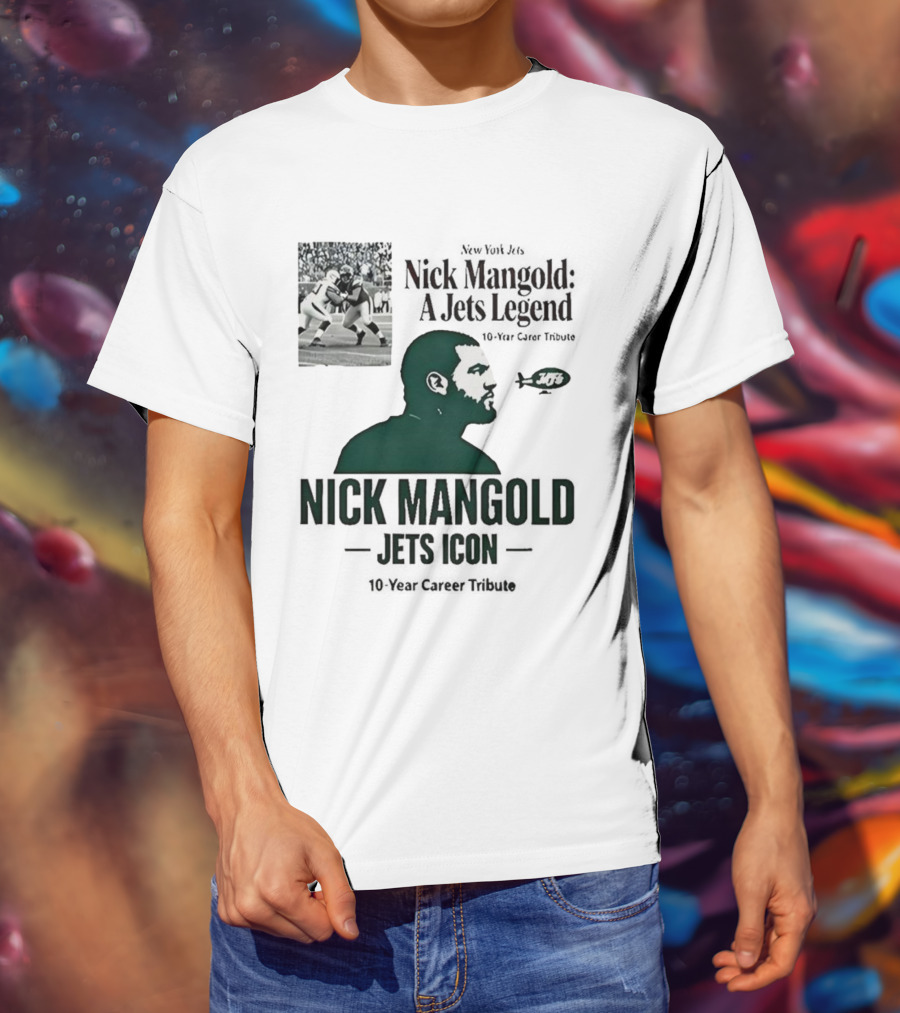 Nick Mangold Jets Icon 10-Year Career Tribute NFL Legend T-Shirt