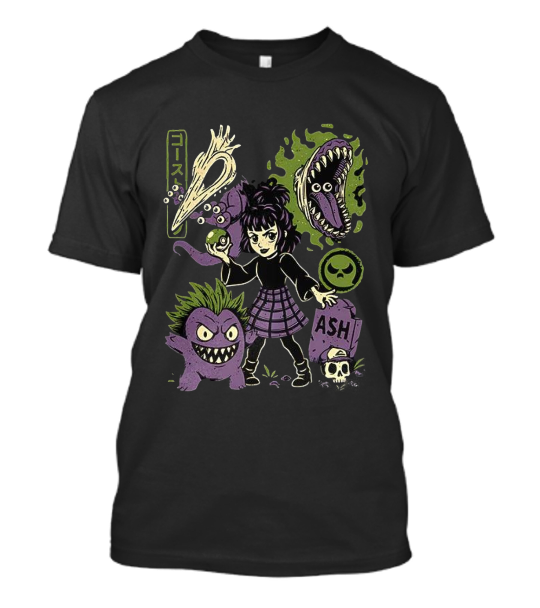 Ghost Monster Trainer Halloween Ash Tribute With Ghostly Characters T-Shirt