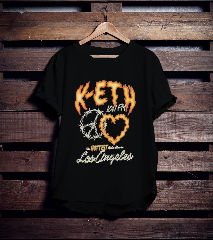 K-ETH Barbed Peace Heart Flame Ed Sheeran Khalid Lyrics T-Shirt