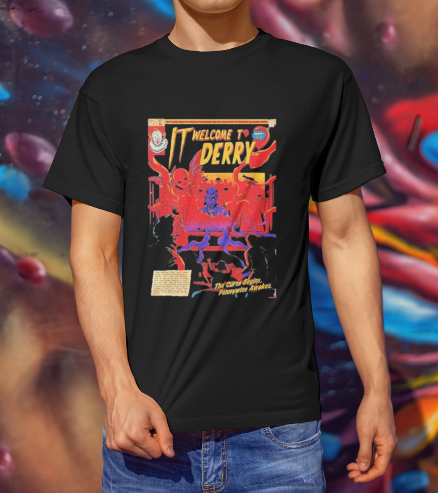 IT Welcome To Derry The Curse Begins Pennywise Awakes Comic Style T-Shirt
