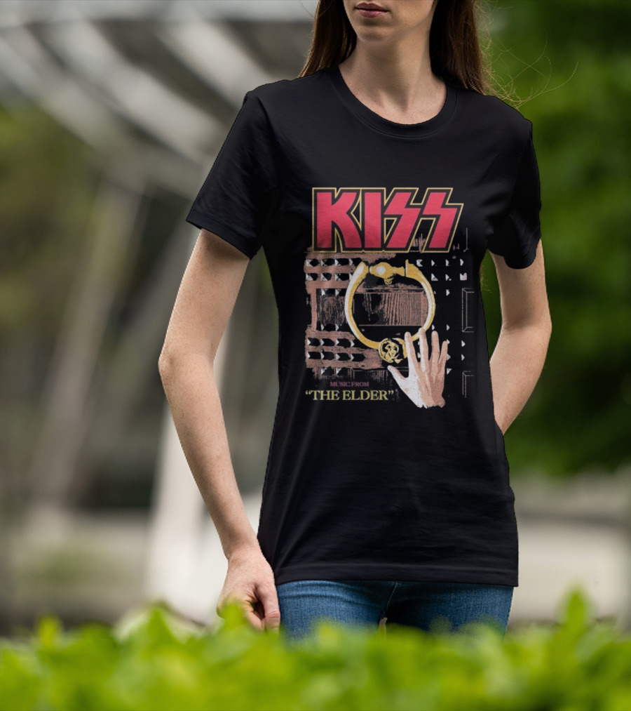 Kiss Music From The Elder Door Knocker Hand Iconic Rock Album Cover T-Shirt