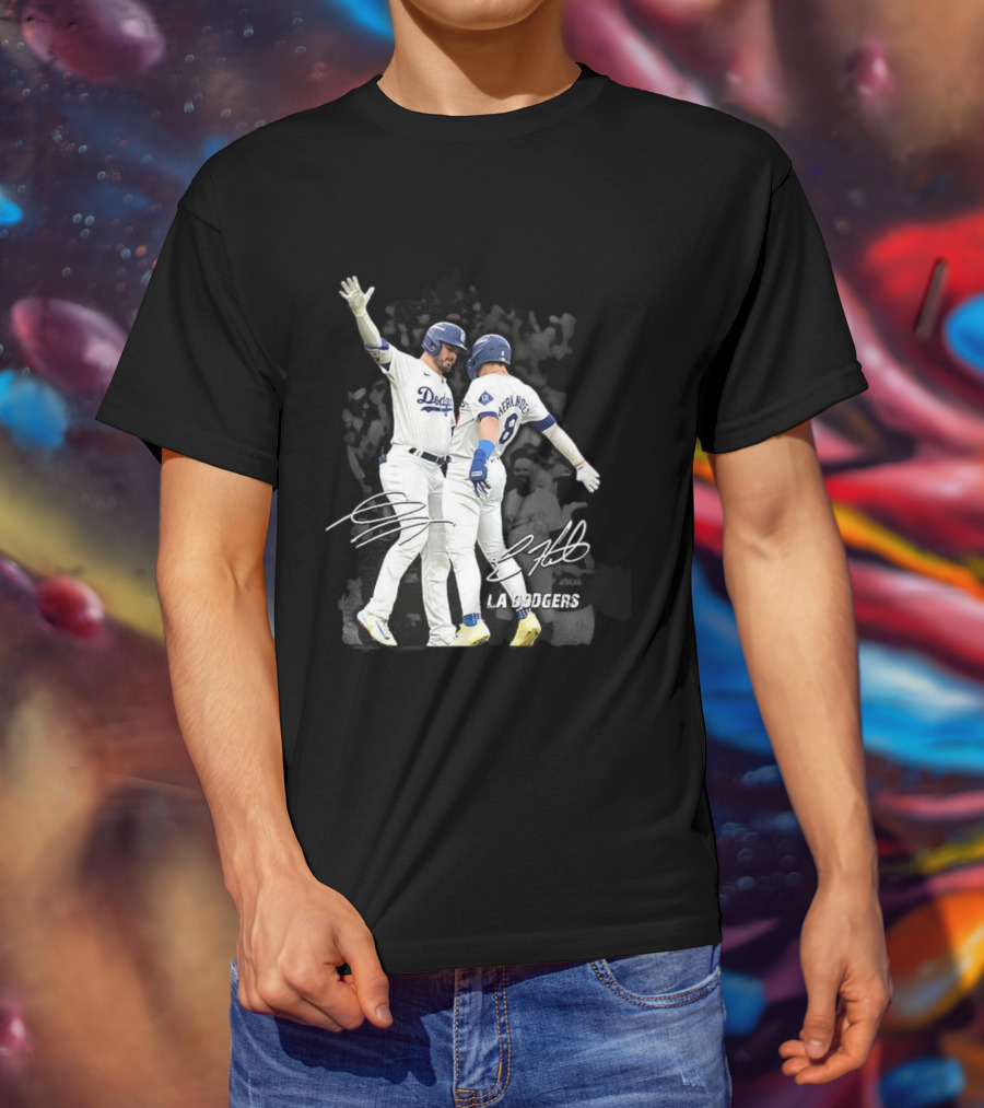 Kiké Hernandez Gavin Lux LA Dodgers Signature Celebration T-Shirt
