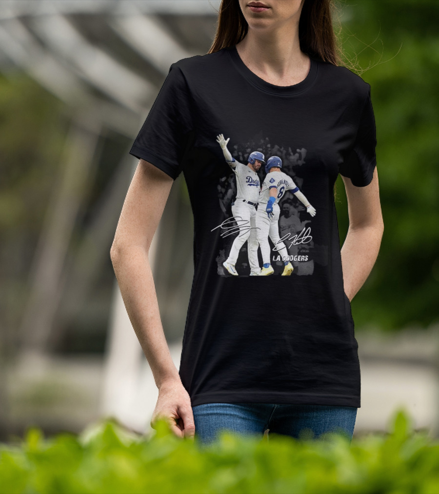 Kiké Hernandez Gavin Lux LA Dodgers Signature Celebration T-Shirt