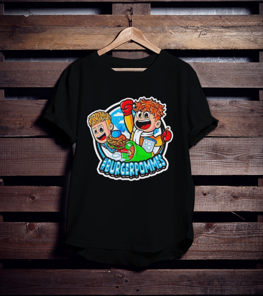 #Burgerpommes Cartoon Burger And Fries Adventure T-Shirt