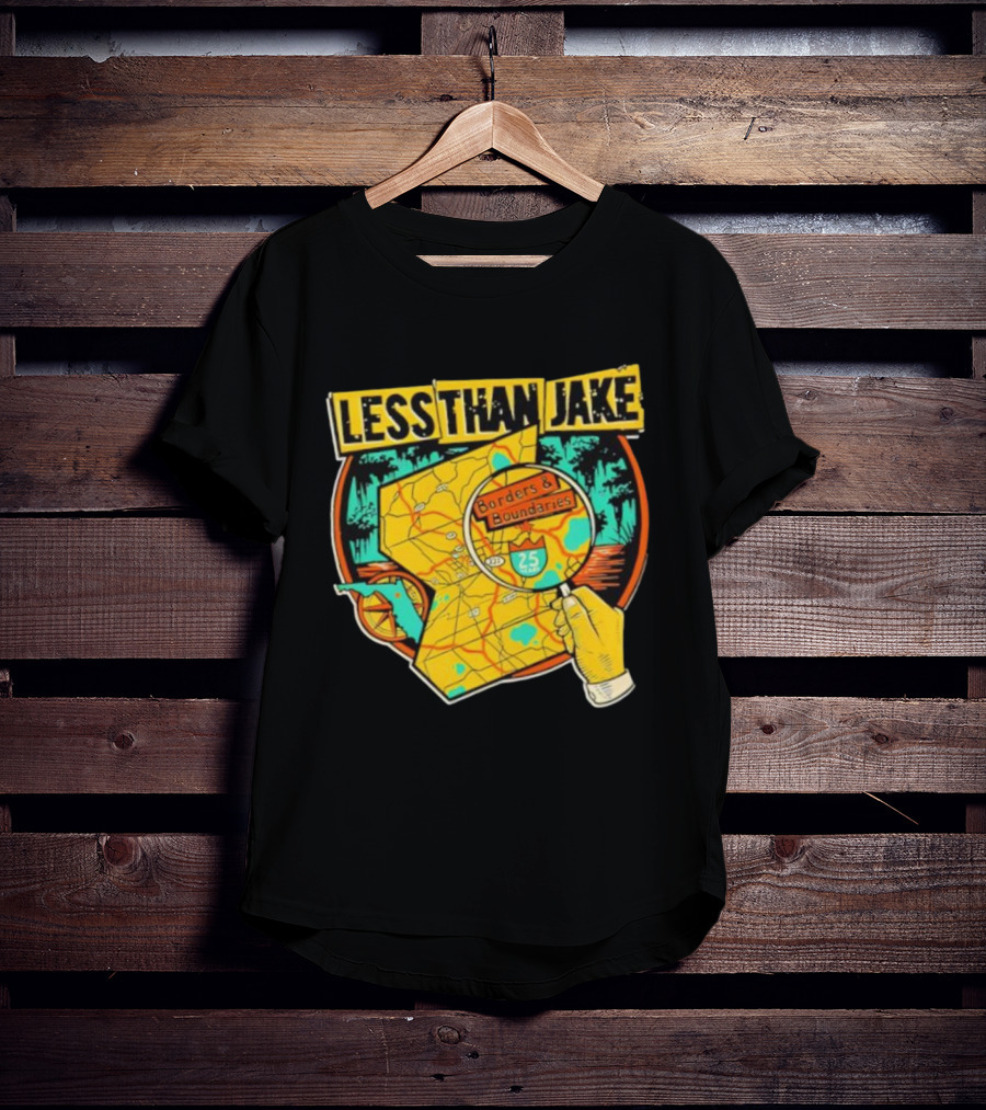 Less Than Jake Borders And Boundaries Anniversary Map Design T-Shirt