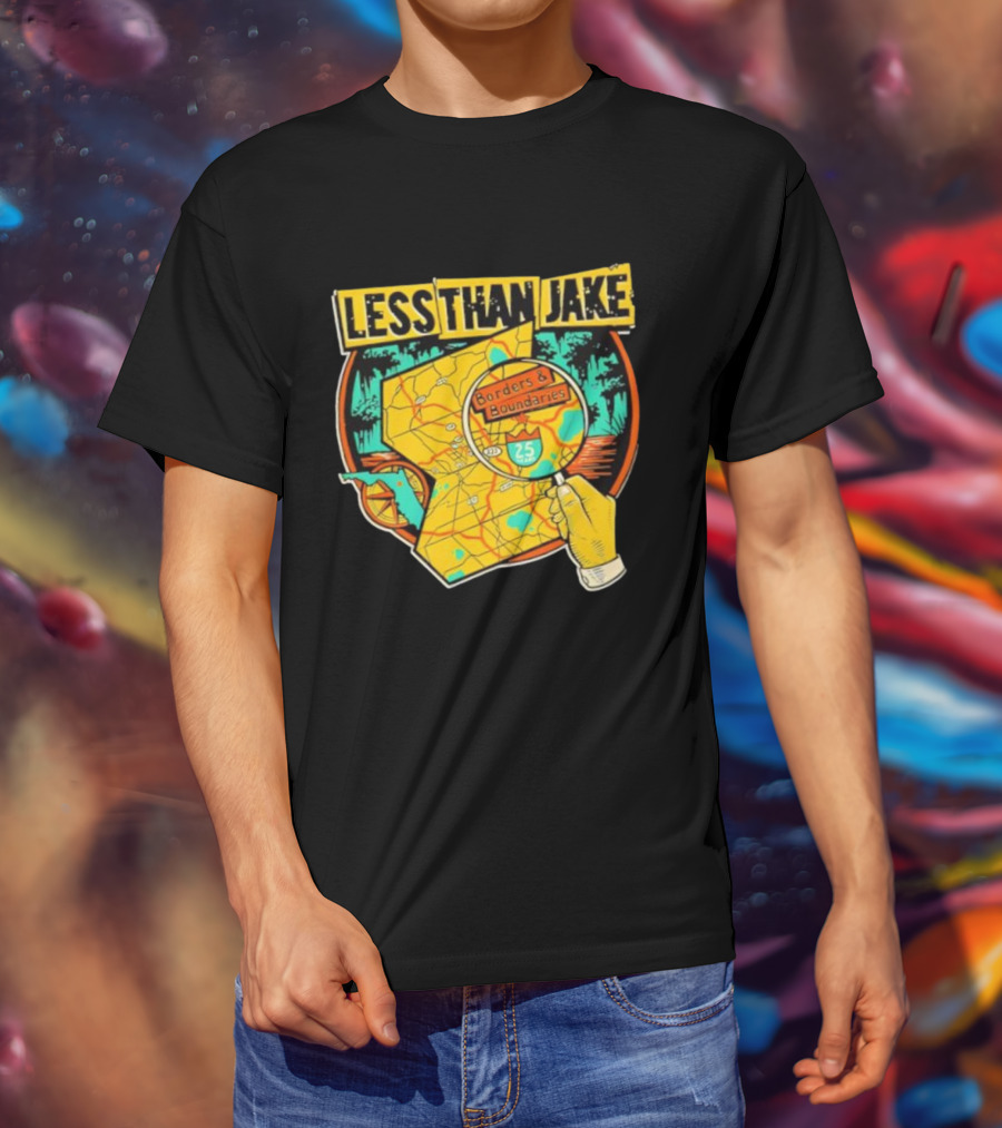 Less Than Jake Borders And Boundaries Anniversary Map Design T-Shirt