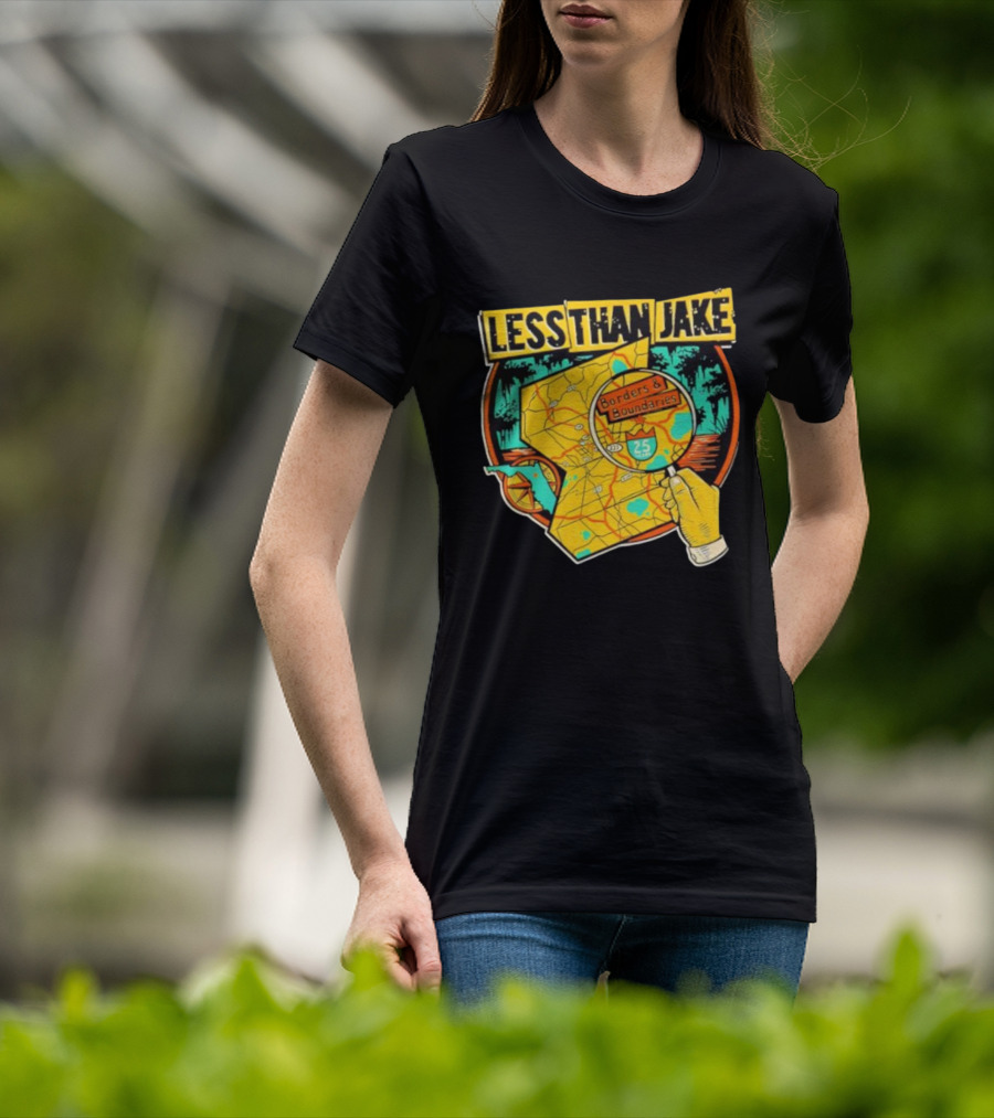 Less Than Jake Borders And Boundaries Anniversary Map Design T-Shirt