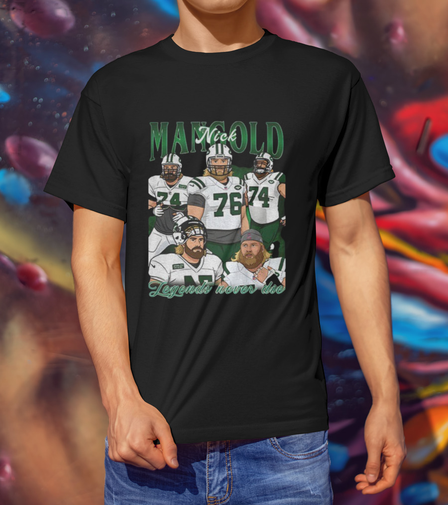 Nick Mangold New York Jets Legends Never Die 1984 2025 NFL Football T-Shirt