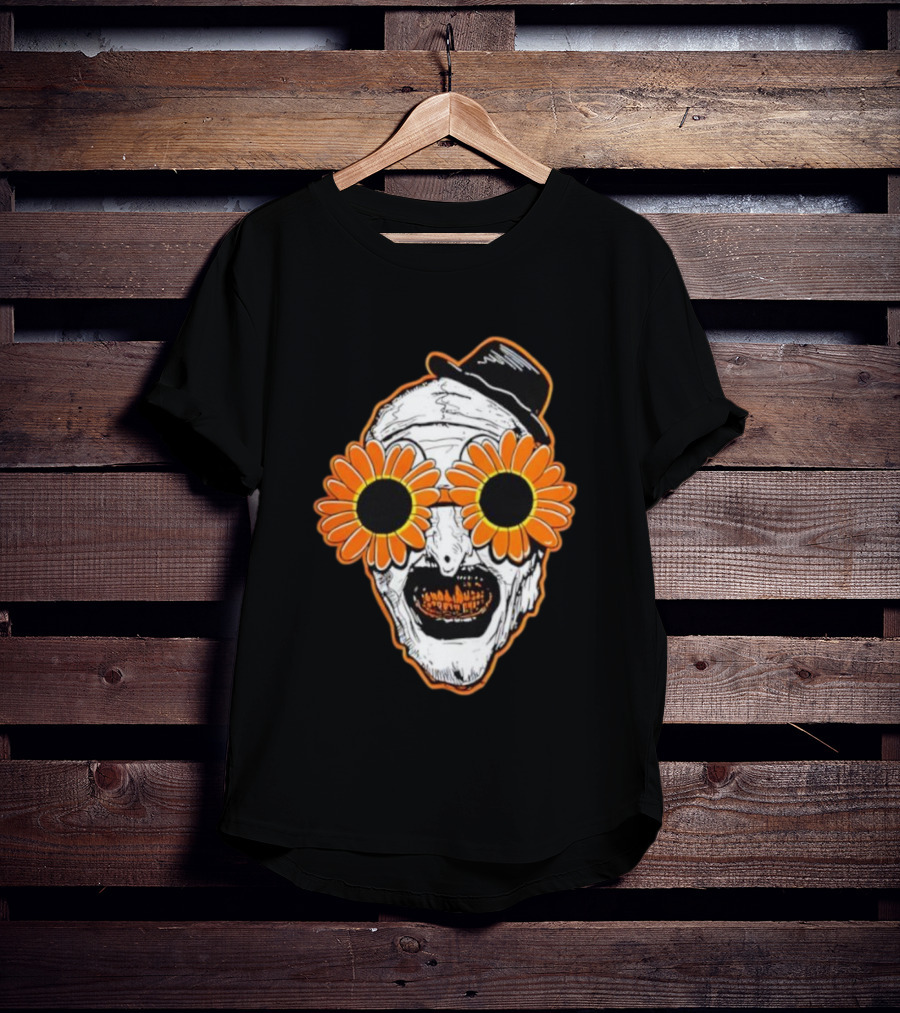 Art The Clown Creepy Halloween Sunflower Glasses Terrifier T-Shirt